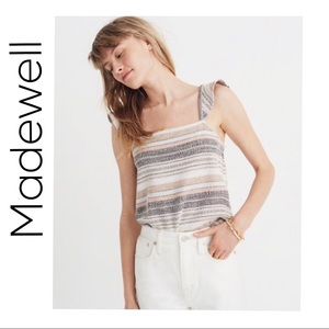Madewell texture and thread ruffle strap tank, XL